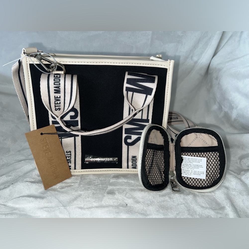 Steve Madden VIRAL BWebber Tote/Crossbody in Black/Crème